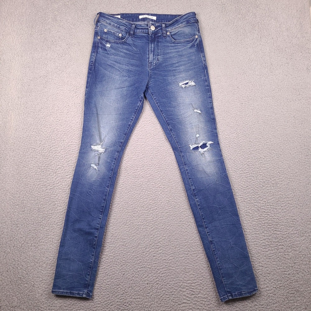 PacSun Stacked‎ Skinny Jeans Mens 30x32 Distressed Medium Wash Blue Denim